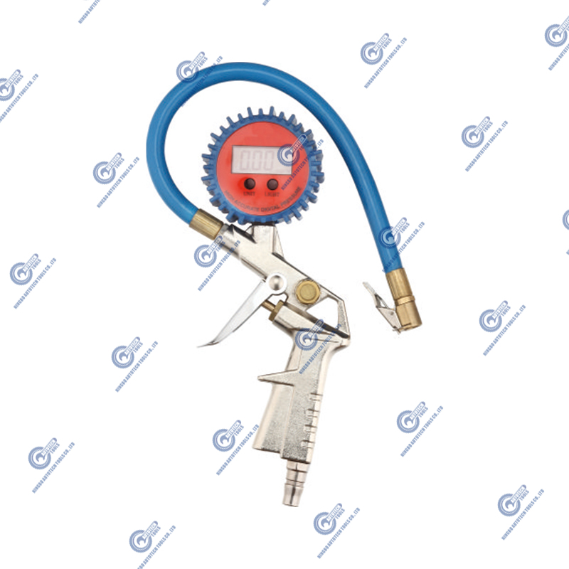 Cyfrowy inflator opon TG-03D z dokładnym wskaźnikiem ciśnienia w oponach, 0-250 psi, 14-calowy wąż powietrzny, blokada klipu powietrza